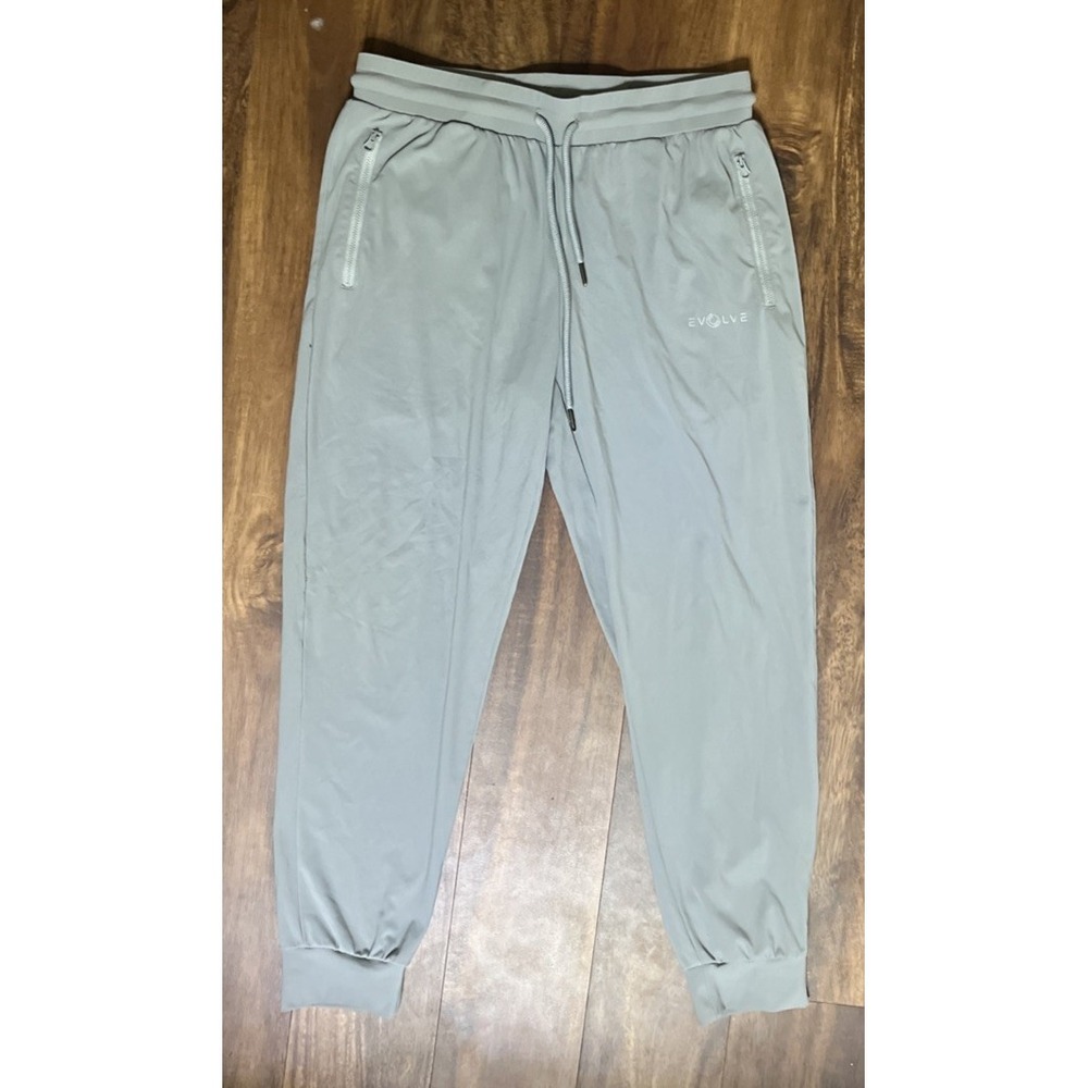 Evolve Performance Jogger Pants Womens M Gray Tapered Leg Drawstring Zip Pockets